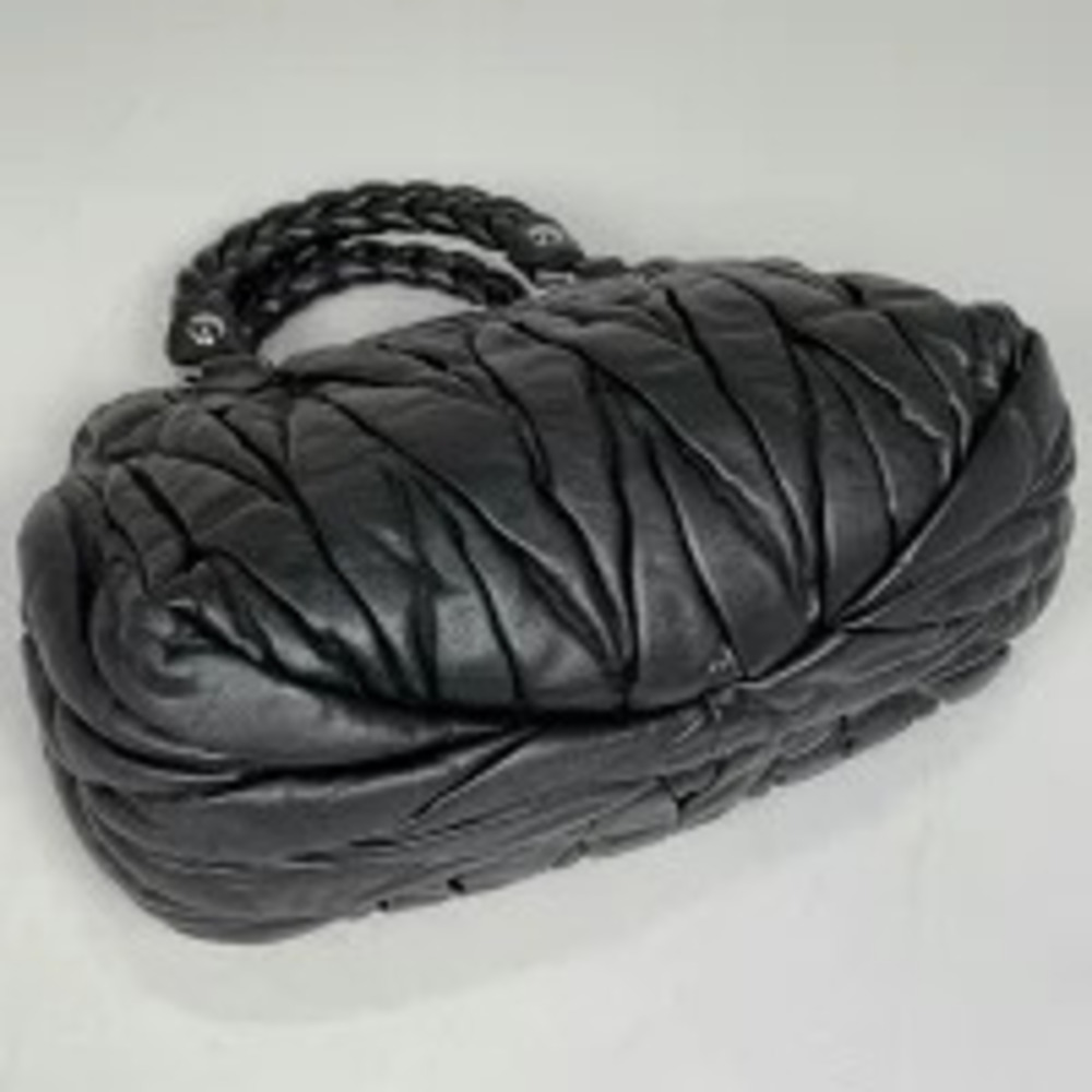 Miu Miu Bag Black Gathered 2way Shoulder Leather Matelasse Black